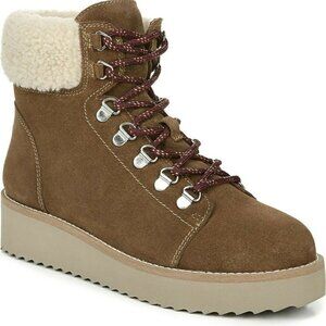Sam Edelman Franc Hiking Boots Booties Faux Shearling Trim Womens 6M Lace-up NEW
